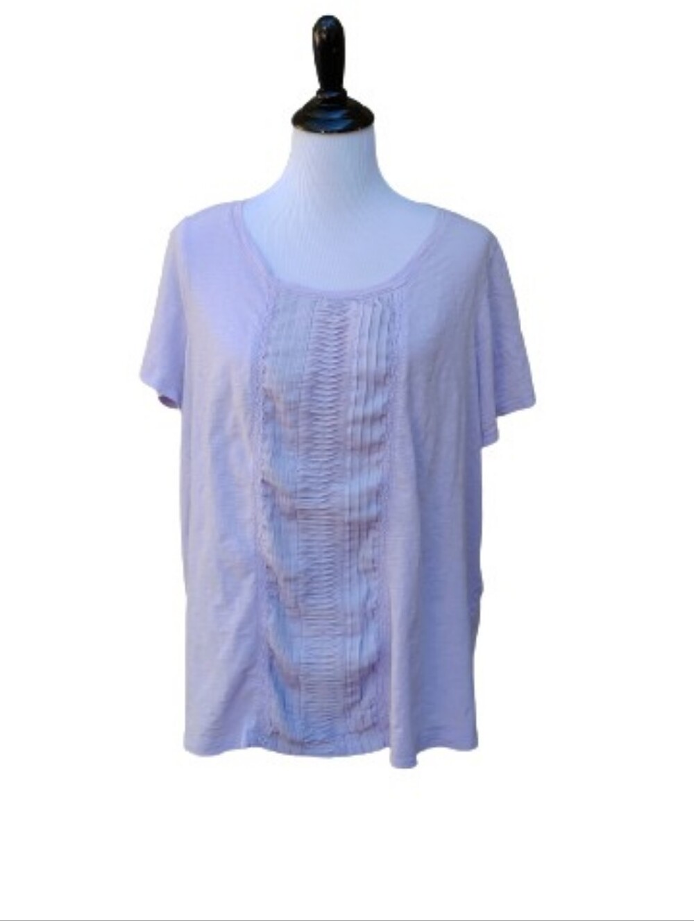 Croft & Barrow Plus Lilac Purple Blouse Pleats Lace Center 100% Cotton